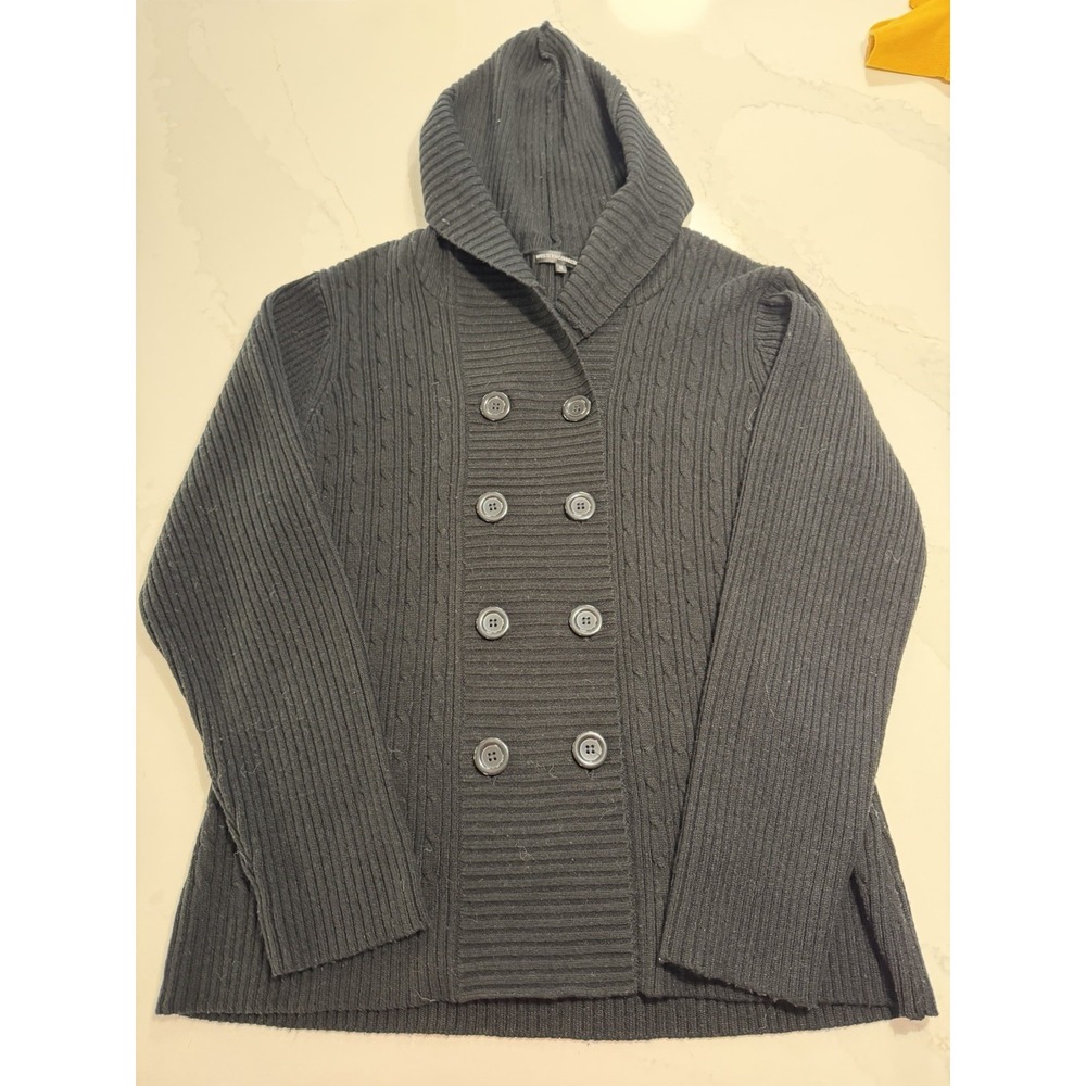 Western Connection Cardigan Women 1X Black Excellent Double Breasted Hooded Y2K